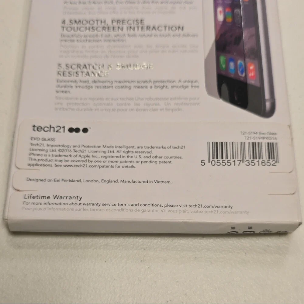 New Sealed Box tech21 Tempered Glass Screen Protector for iPhone 6 Plus/6S Plus